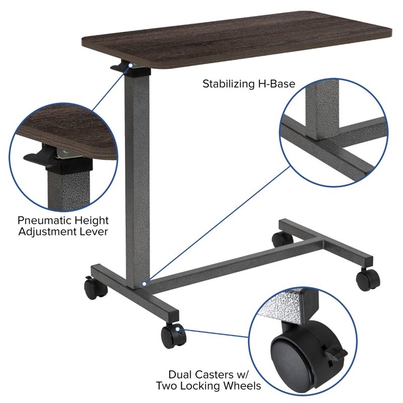 Bowery Hill Modern / Contemporary Mobile Adjustable Bed Table In Oak