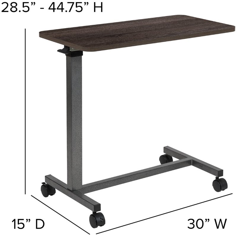 Bowery Hill Modern / Contemporary Mobile Adjustable Bed Table In Oak