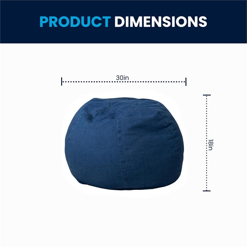 Bowery Hill Modern - Contemporary Small Bean Bag Chair in Denim