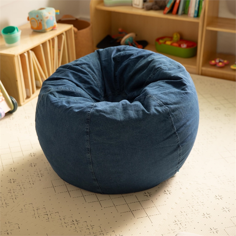Bowery Hill Modern - Contemporary Small Bean Bag Chair in Denim