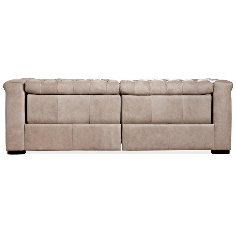 Bowery Hill 2 over 2 Sofa with Power Recline & Power Headrest in Beige Leather