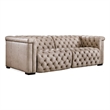Bowery Hill 2 over 2 Sofa with Power Recline & Power Headrest in Beige Leather