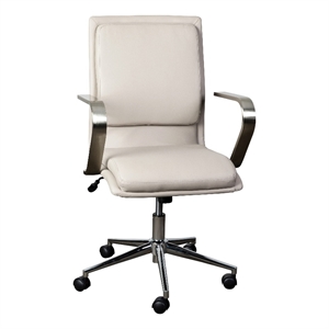 Bowery Hill Faux Leather Swivel Office Chair in Taupe Beige/Chrome