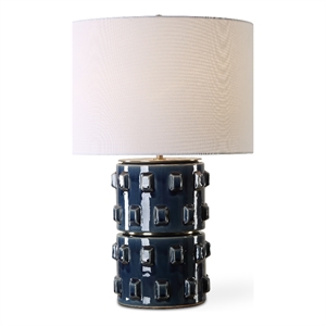 Bowery Hill Contemporary 23&quotH x 15&quotW x 15&quotD Ceramic Table Lamp in Blue