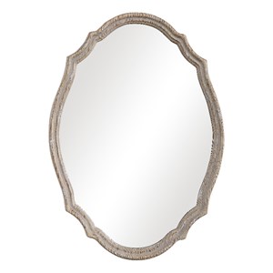 Bowery Hill Coastal PU and MDF Wood Mirror in Gray/Light Ivory