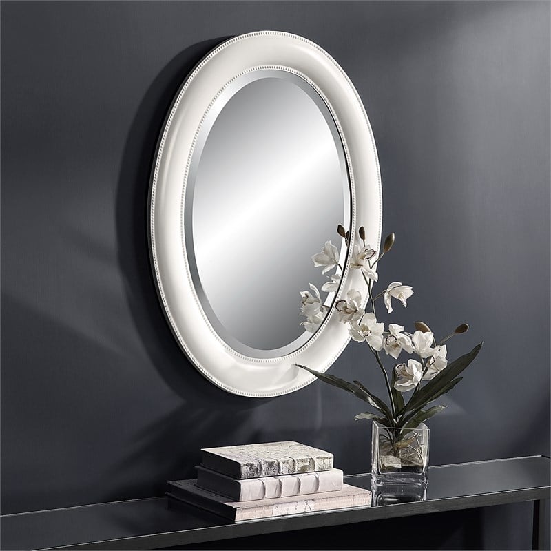 Bowery Hill Coastal Polystyrene Plastic and MDF Mirror in White