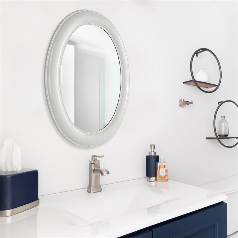 Bowery Hill Coastal Polystyrene Plastic and MDF Mirror in White