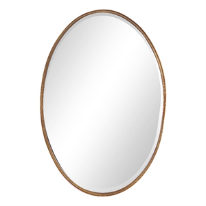 Bowery Hill Oval Coastal Iron Metal and MDF Mirror in Gold Leaf