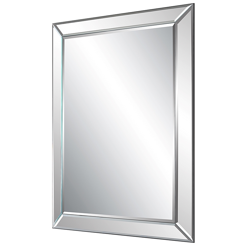Bowery Hill Contemporary Glass and PS Moulding Mirror in Silver