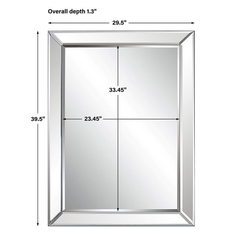 Bowery Hill Contemporary Glass and PS Moulding Mirror in Silver