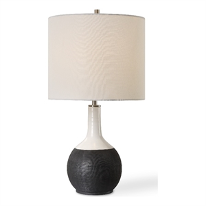 Bowery Hill 23&quotH x 12&quotW x 12&quotD Ceramic Table Lamp in Matte Black