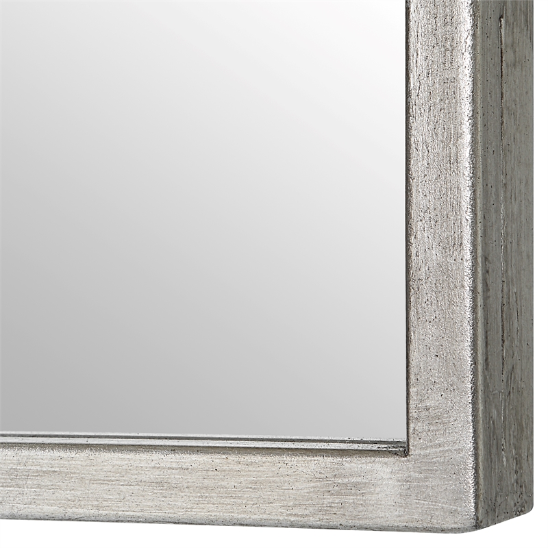 Bowery Hill Contemporary MDF and Iron Metal Mirror in Soft Silver