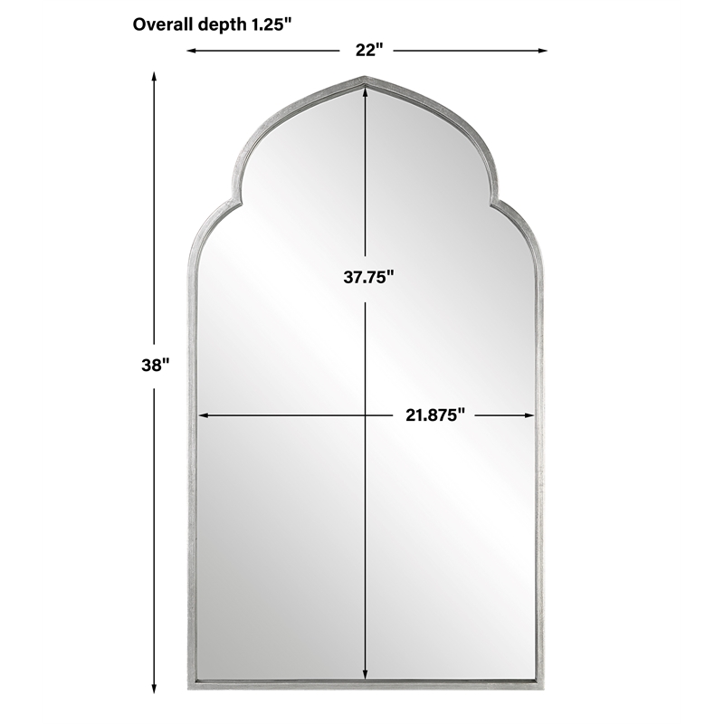 Bowery Hill Contemporary MDF and Iron Metal Mirror in Soft Silver