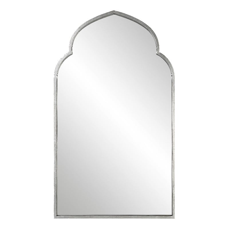 Bowery Hill Contemporary MDF and Iron Metal Mirror in Soft Silver