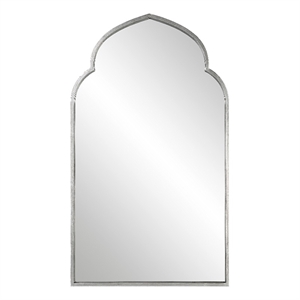 Bowery Hill Contemporary MDF and Iron Metal Mirror in Soft Silver