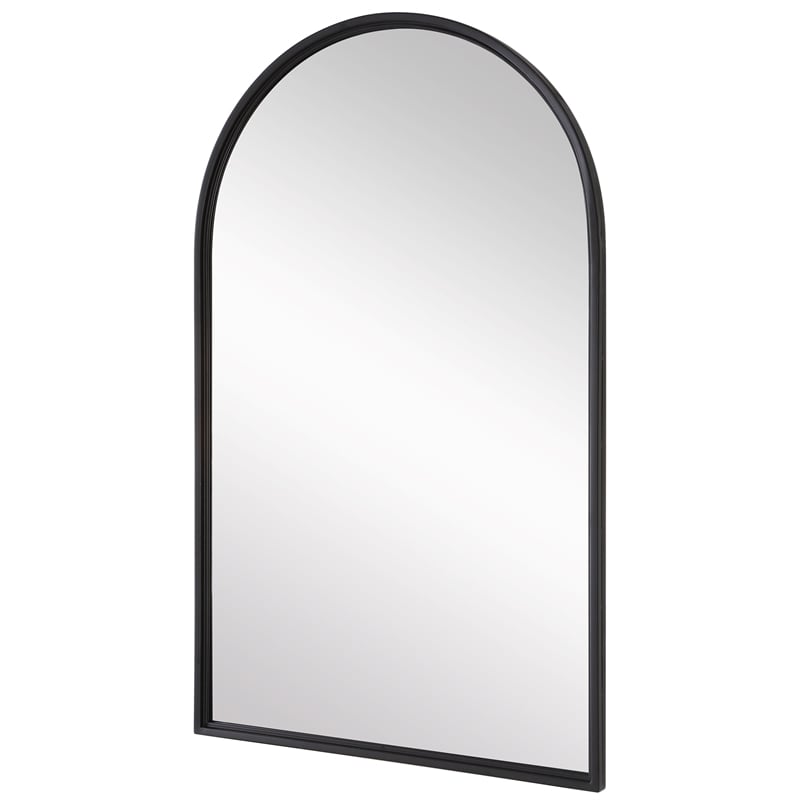 Bowery Hill Contemporary MDF and Iron Metal Mirror in Matte Black
