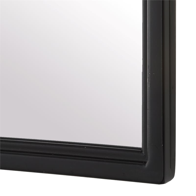 Bowery Hill Contemporary MDF and Iron Metal Mirror in Matte Black