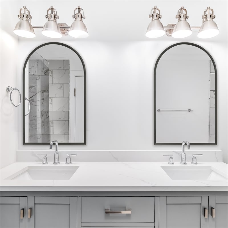 Bowery Hill Contemporary MDF and Iron Metal Mirror in Matte Black