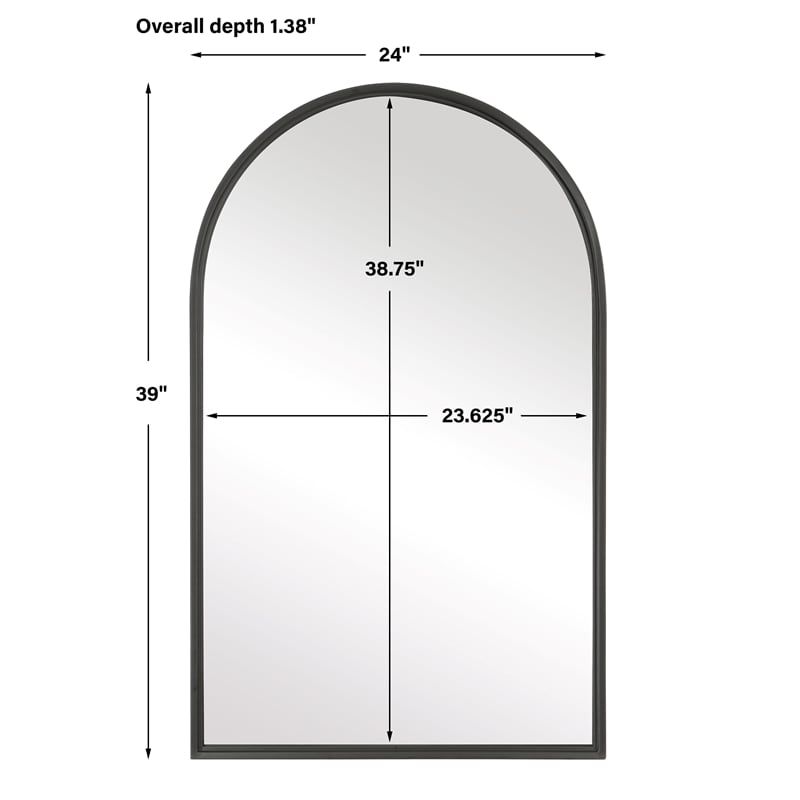 Bowery Hill Contemporary MDF and Iron Metal Mirror in Matte Black