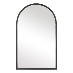 Bowery Hill Contemporary MDF and Iron Metal Mirror in Matte Black