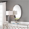 Bowery Hill Oval Contemporary Iron Metal and MDF Mirror in Silver