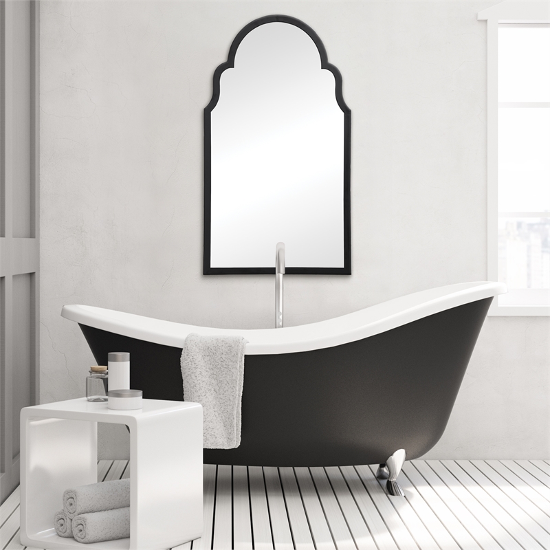 Bowery Hill Contemporary Iron Metal and MDF Mirror in Satin Black