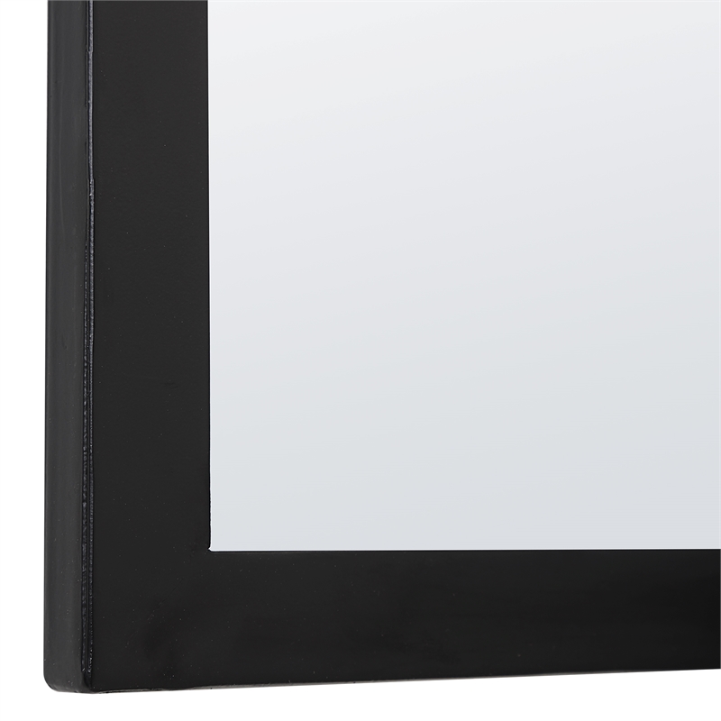 Bowery Hill Contemporary Iron Metal and MDF Mirror in Satin Black