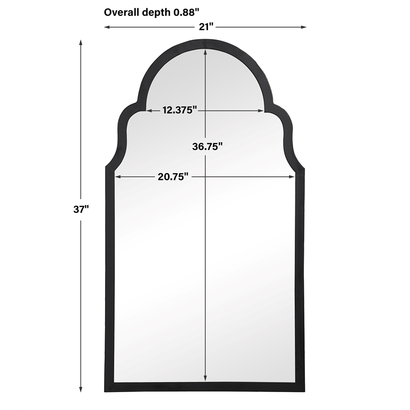 Bowery Hill Contemporary Iron Metal and MDF Mirror in Satin Black