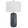 Bowery Hill 1-Light Coastal Ceramic and Fabric Table Lamp in Blue