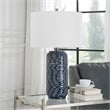 Bowery Hill 1-Light Coastal Ceramic and Fabric Table Lamp in Blue
