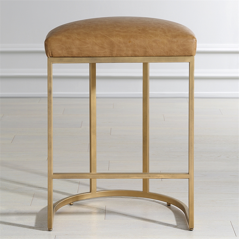 Bowery Hill Accent Engineered Wood Counter Stool in Antique Brass