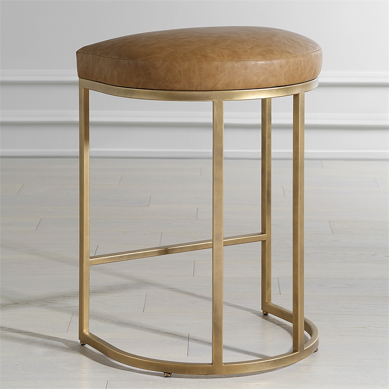 Bowery Hill Accent Engineered Wood Counter Stool in Antique Brass