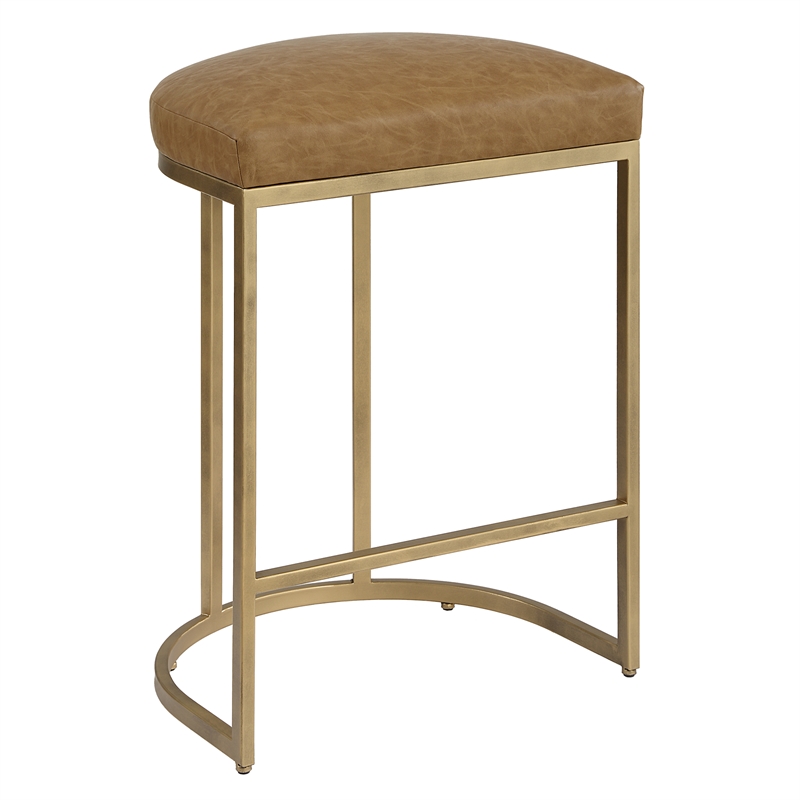 Bowery Hill Accent Engineered Wood Counter Stool in Antique Brass