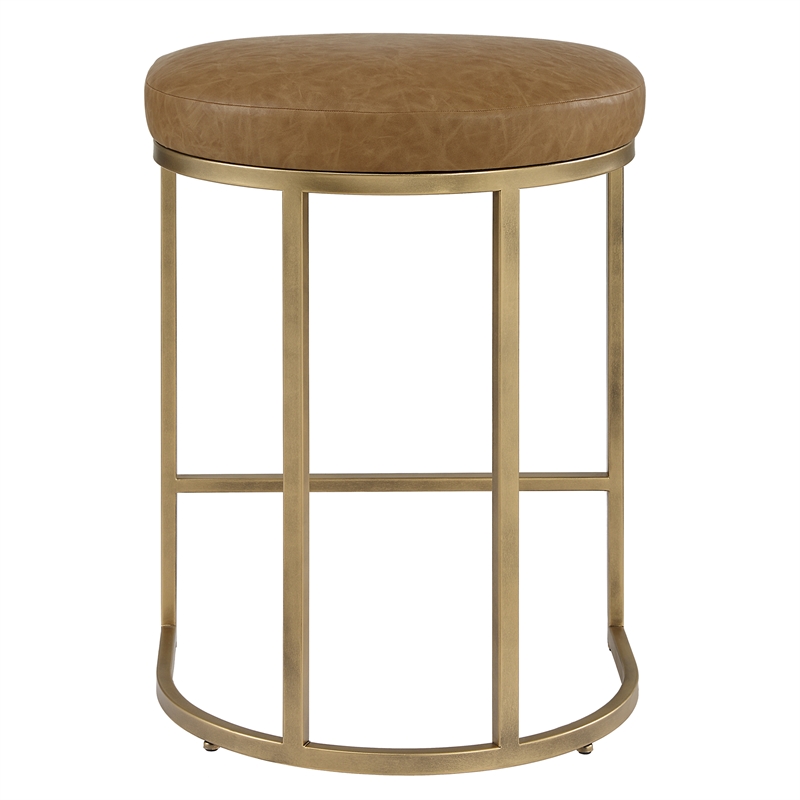 Bowery Hill Accent Engineered Wood Counter Stool in Antique Brass