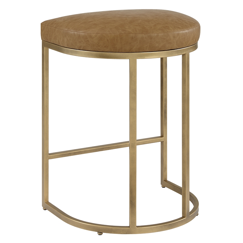 Bowery Hill Accent Engineered Wood Counter Stool in Antique Brass
