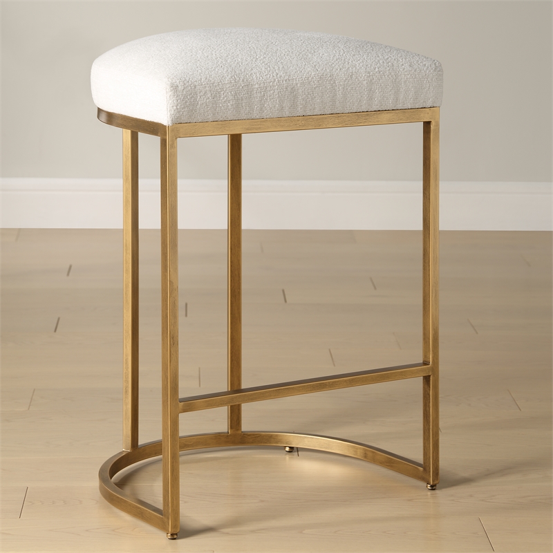 Bowery Hill Accent Engineered Wood Counter Stool in Antique Brass