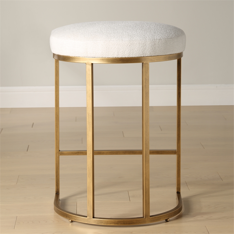 Bowery Hill Accent Engineered Wood Counter Stool in Antique Brass