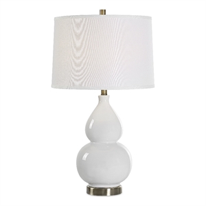 Bowery Hill 26&quotH x 15&quotW x 15&quotD Ceramic Table Lamp in Antique Brass