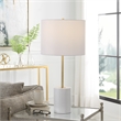 Bowery Hill 1-Light Coastal Metal & Fabric Table Lamp in White/Gold