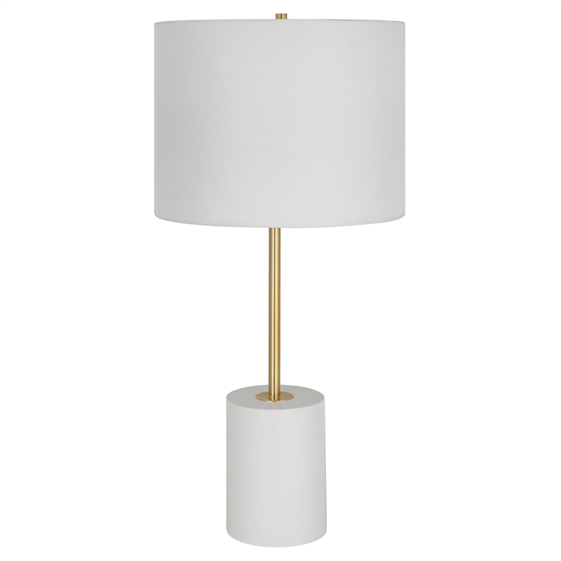 Bowery Hill 1-Light Coastal Metal & Fabric Table Lamp in White/Gold