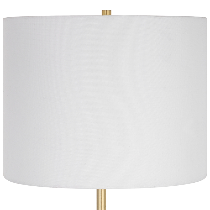 Bowery Hill 1-Light Coastal Metal & Fabric Table Lamp in White/Gold