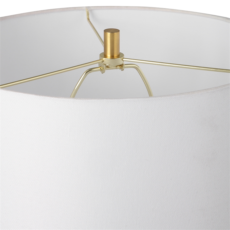 Bowery Hill 1-Light Coastal Metal & Fabric Table Lamp in White/Gold