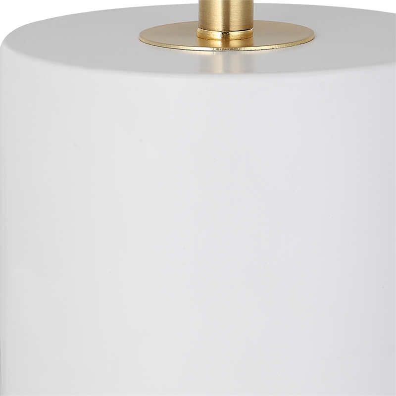 Bowery Hill 1-Light Coastal Metal & Fabric Table Lamp in White/Gold