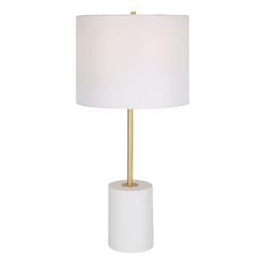 Bowery Hill 1-Light Coastal Metal & Fabric Table Lamp in White/Gold