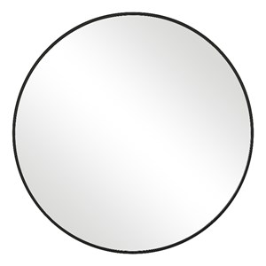 Bowery Hill Coastal Round Aluminum Moulding and MDF Mirror in Black