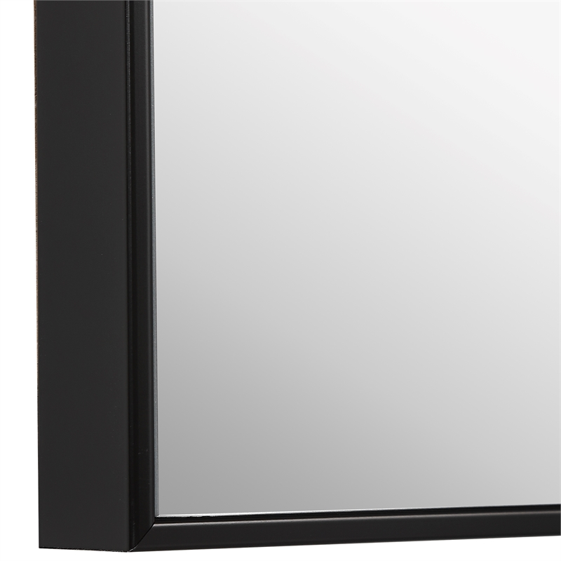 Bowery Hill Contemporary Polystyrene Plastic and MDF Mirror in Black