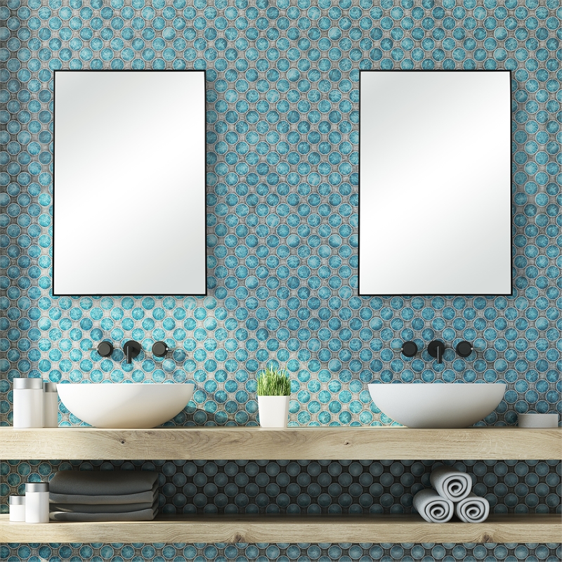 Bowery Hill Contemporary Polystyrene Plastic and MDF Mirror in Black