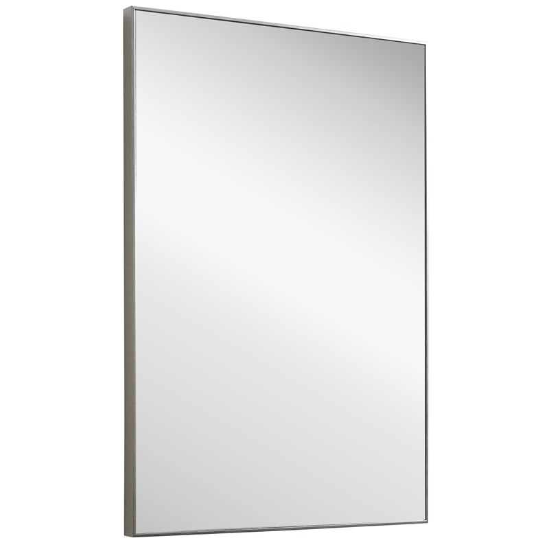 Bowery Hill Contemporary Polystyrene Plastic and MDF Mirror in Silver