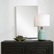 Bowery Hill Contemporary Polystyrene Plastic and MDF Mirror in Silver