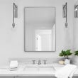 Bowery Hill Contemporary Polystyrene Plastic and MDF Mirror in Silver